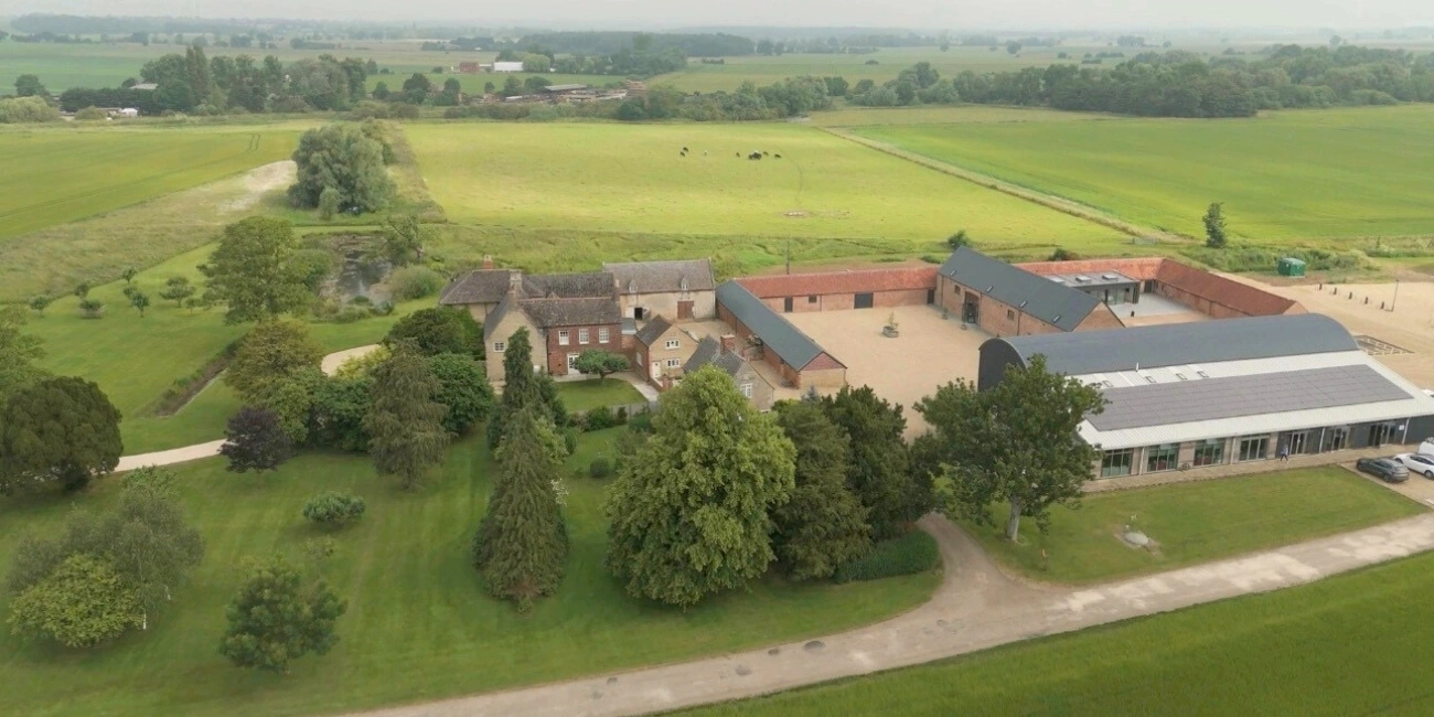 Drone Over A birds eye view of the Barn