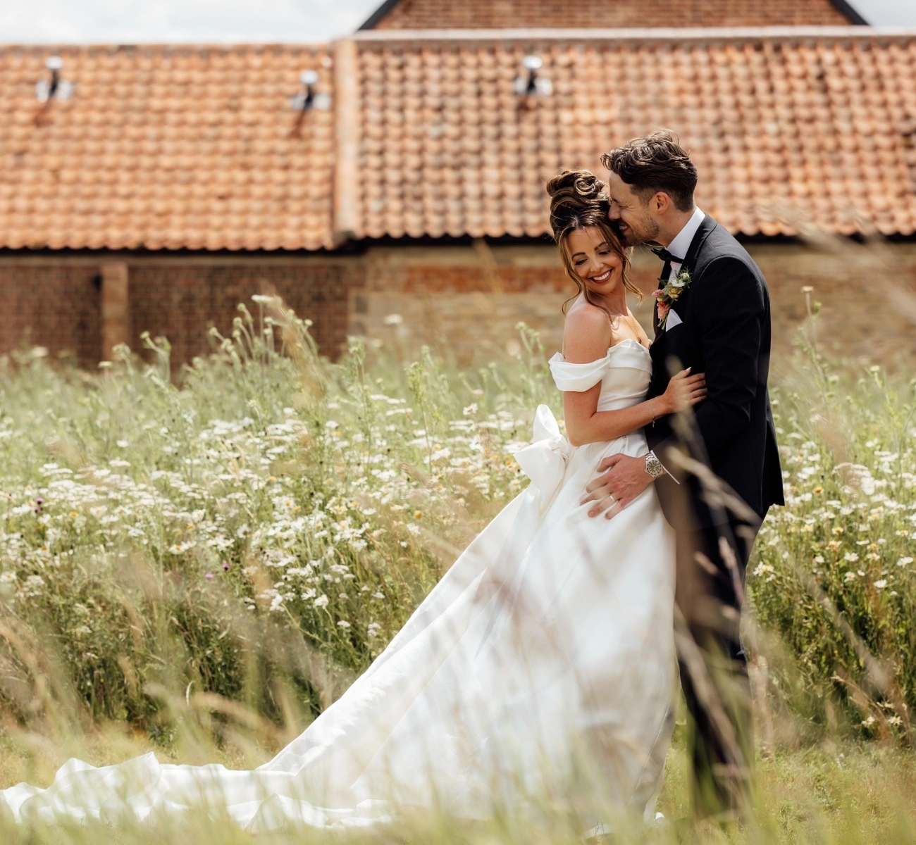 Meadow Bride & Groom in Wildflower meadow