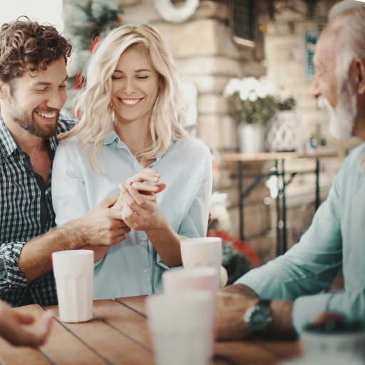 A couple telling family about their engagement